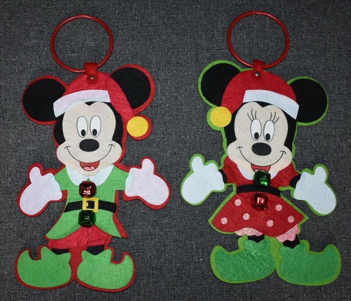 FABULOUS PAIR OF MICKEY MOUSE & MINNIE MOUSE FELT DOOR KNOB HANGERS DECORATIONS