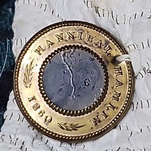1860 Abraham Lincoln Hannibal Hamlin Ferrotype Campaign Button Coin