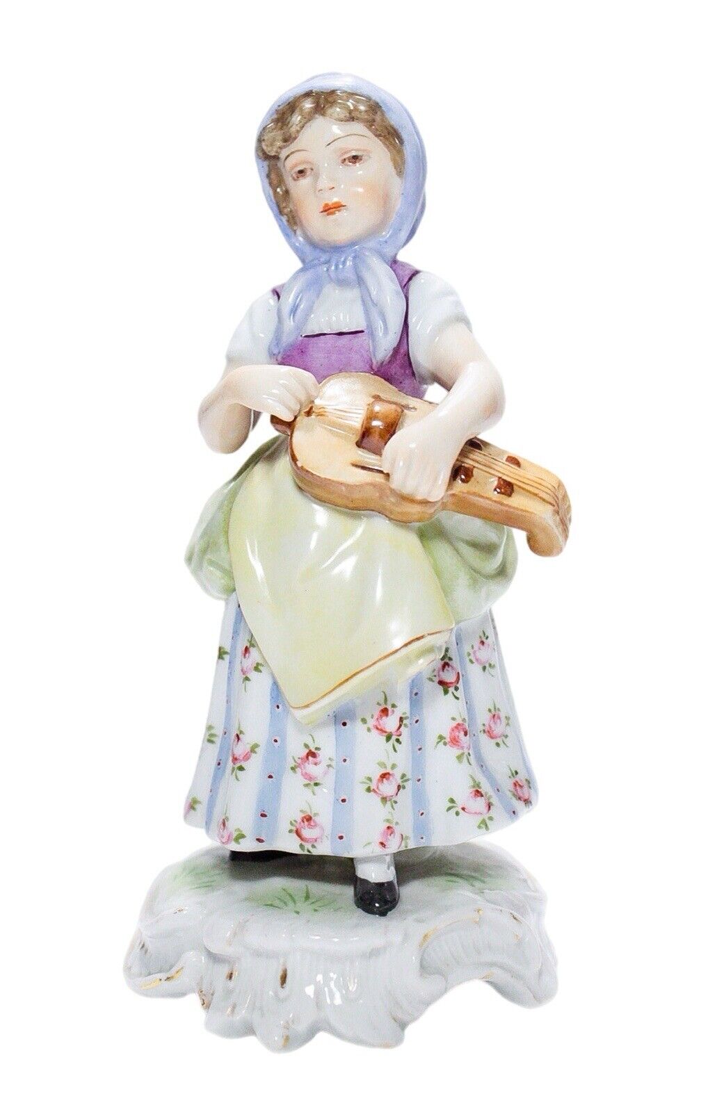 Antique Germany Hallmarked Hand Painted  Lady w/ Violin Porcelain Figurine