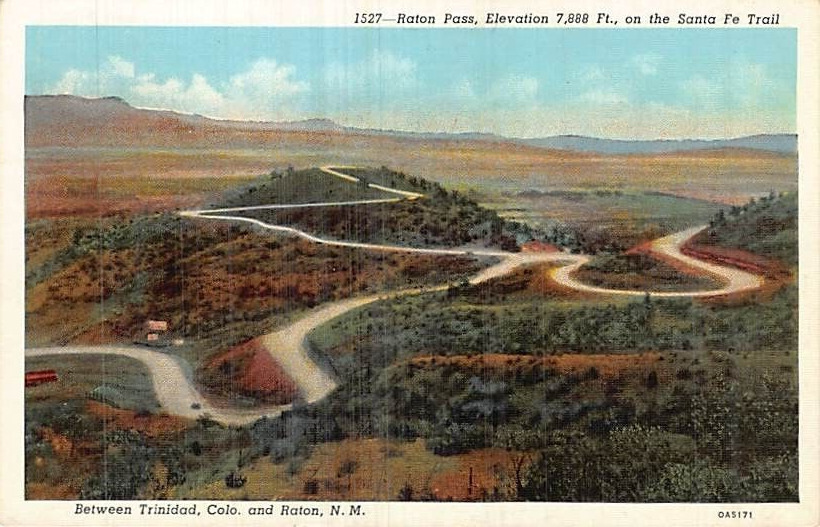 Postcard NM: Raton Pass, Santa Fe Trail, Raton, New Mexico, Linen, Posted 1941