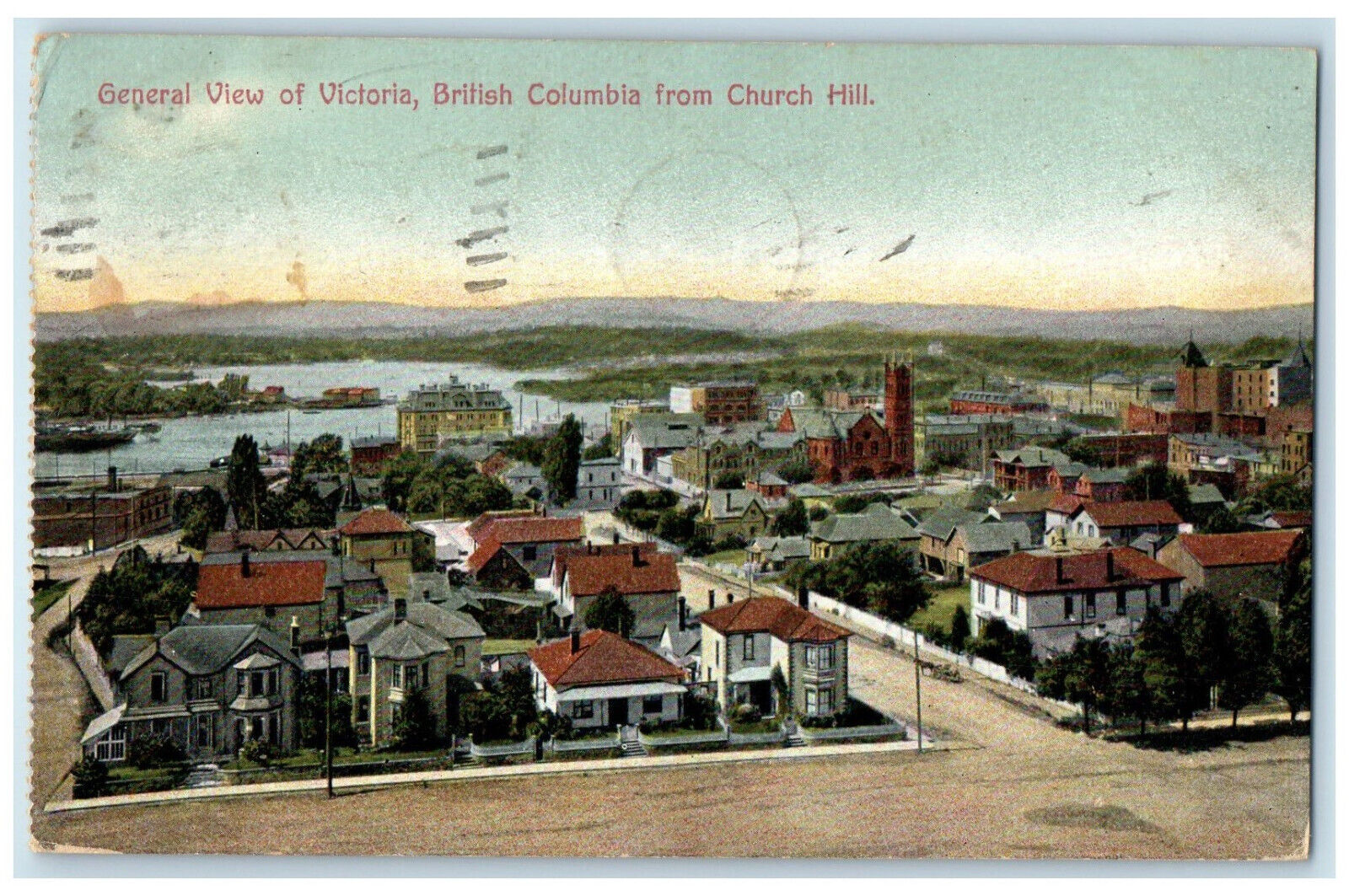 1908 General View of Victoria British Columbia from Church Hill Canada Postcard