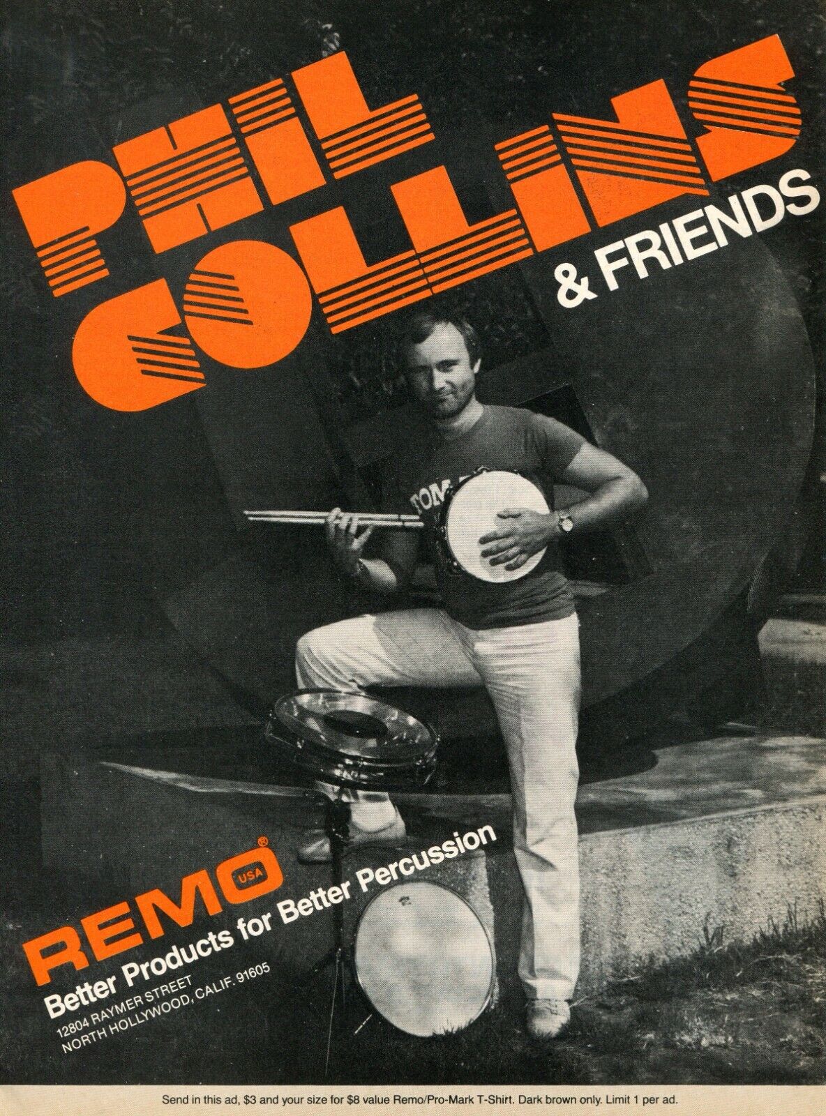1983 Print Ad of Remo Roto Toms w Phil Collins