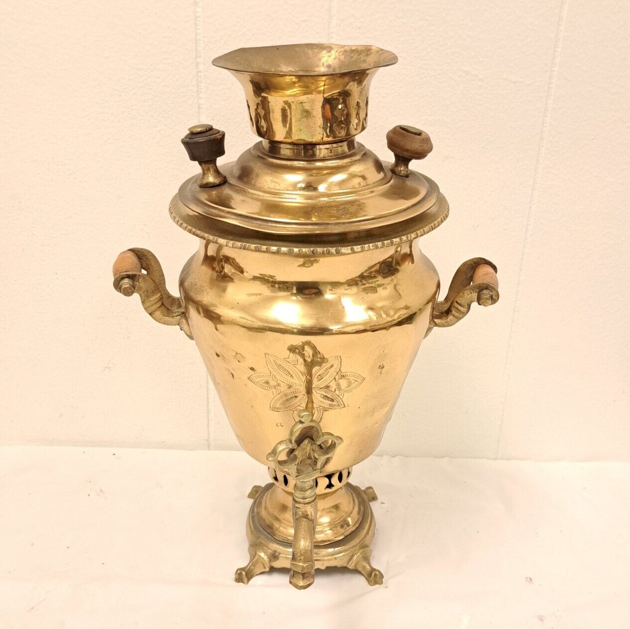 Antique Russian Brass Samovar Late 1800s W Makers Mark