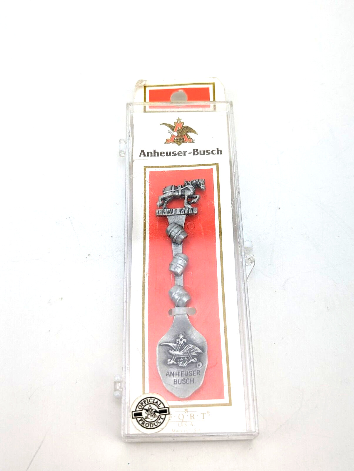 Vintage Fort Anheuser-Busch Collectible Barrel Spoon Pewter Logo Advertising #C1