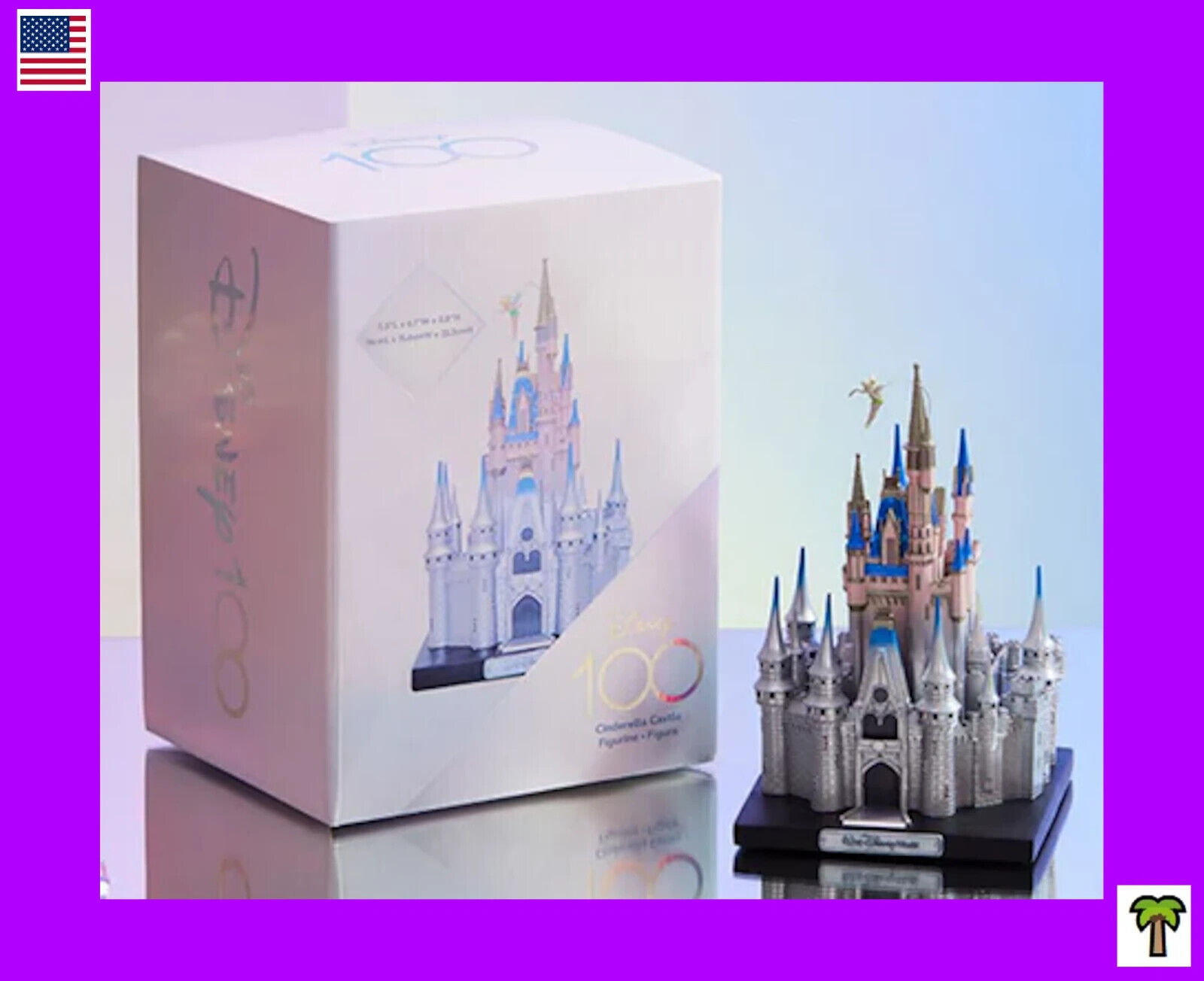 🌴 Disney Parks Cinderella Castle Figurine Disney 100 Walt Disney World NEW