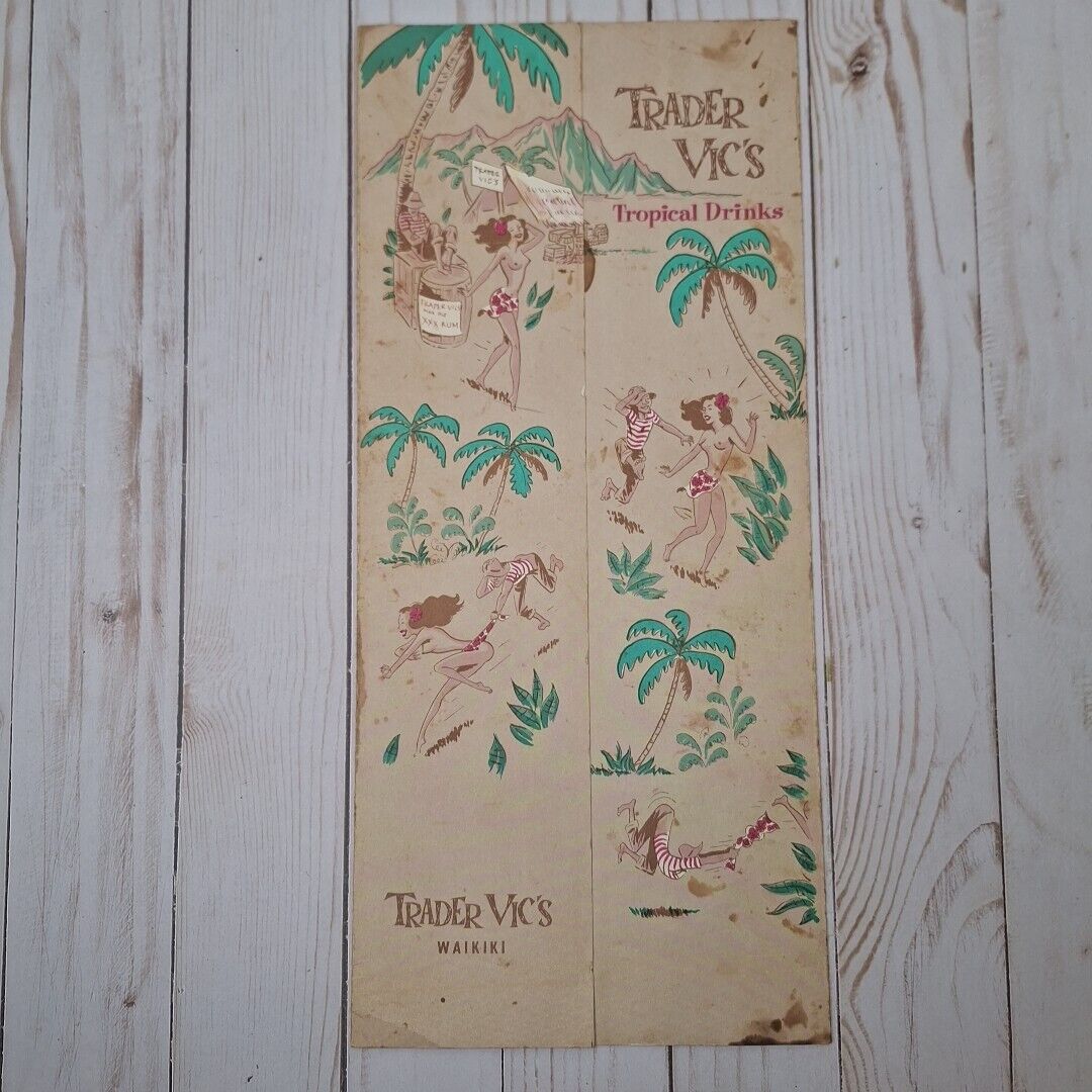 Vintage Trader Vic's Restaurant Tropical Drinks Menu Waikiki Hawaii Tiki 1970s