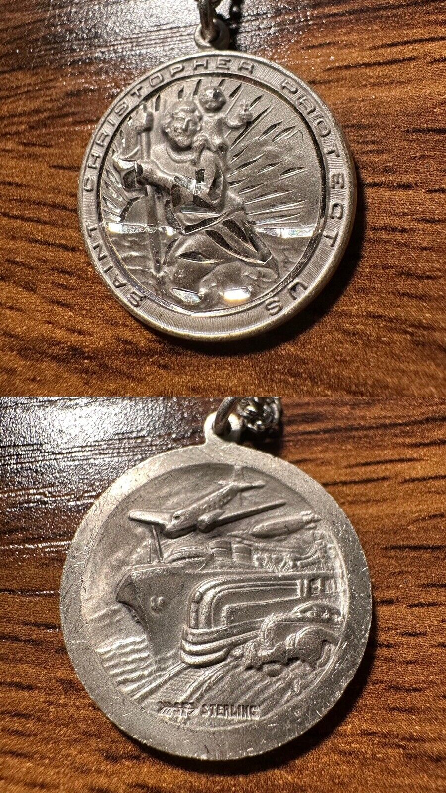 Vintage St Christopher medal sterling silver double sided