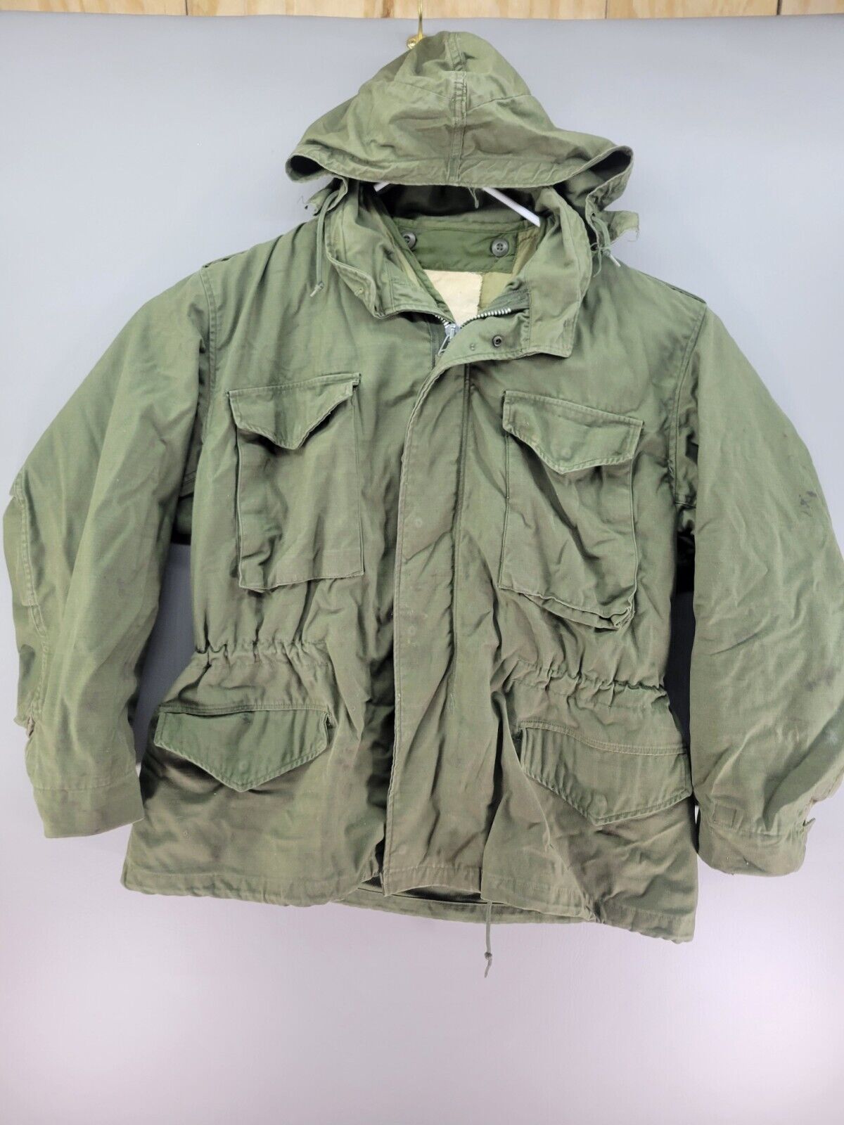 Military  M65 OG 107 Field Jacket Large Short See Photos Some Flaws W/ Liner