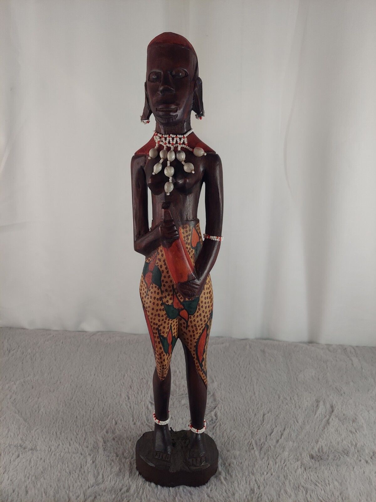 African Tribal Wood Carved Woman Figurine,Masai Woman Decorative Art, Statue