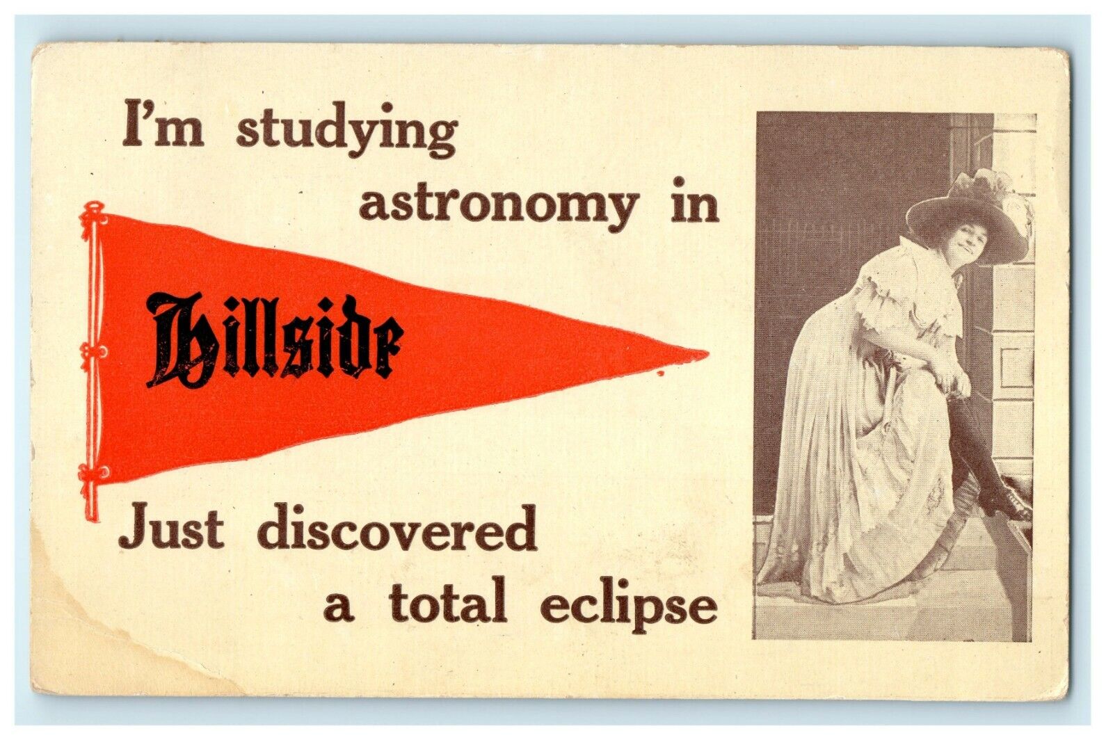 1912 Pennant Hillside Colorado CO Victorian Woman Eclipse Astronomy Postcard