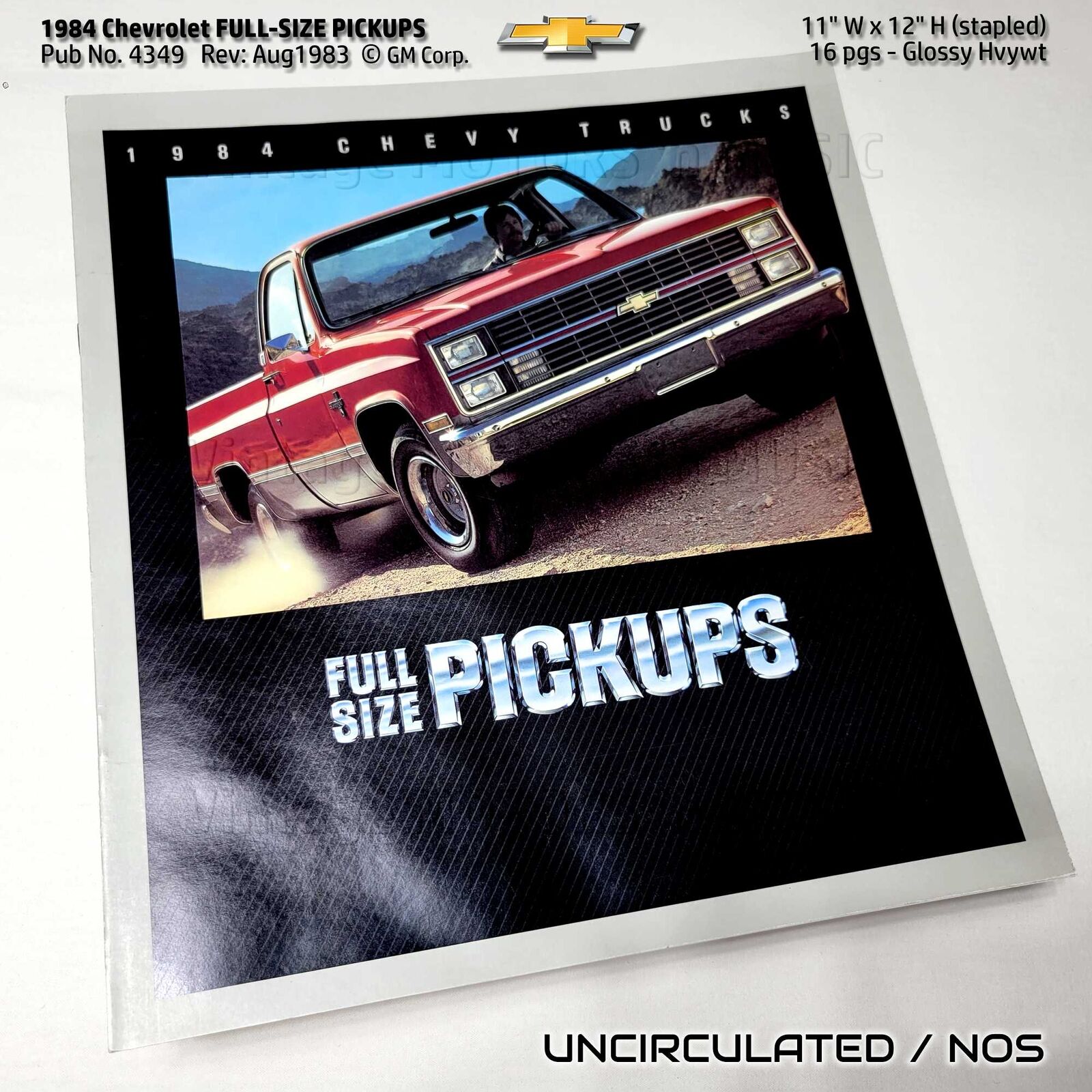 UNCIRCULATED 1984 Chevrolet Full-size Pickups 16 pg Brochure - #4349 Rev: 08-83