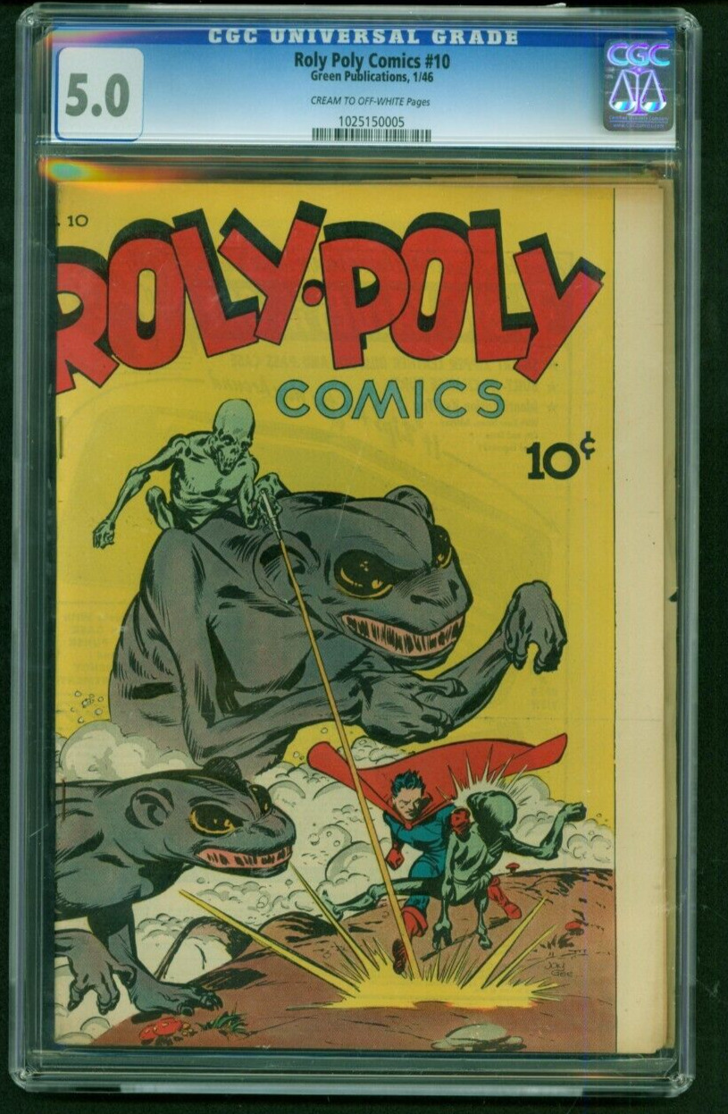 Roly Poly Comics #10, CGC 5.0 VG/FINE Green Publications 1946 bizarre superhero