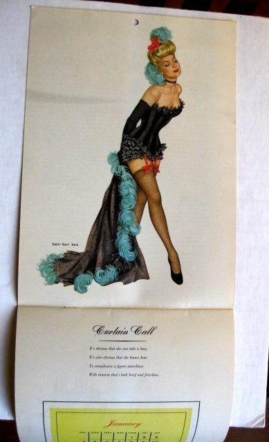 1948 Esquire Full Year Pinup Girl Calendar Various Famous Artists