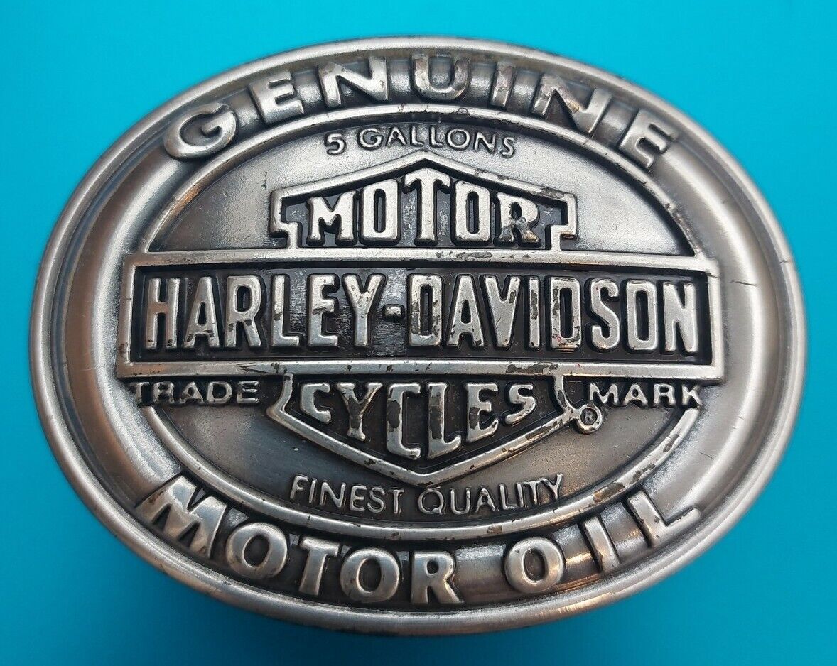 HARLEY DAVIDSON BELT BUCKLE B & S GENUINE MOTOR OIL 5 GALLON FINEST QUALITY 
