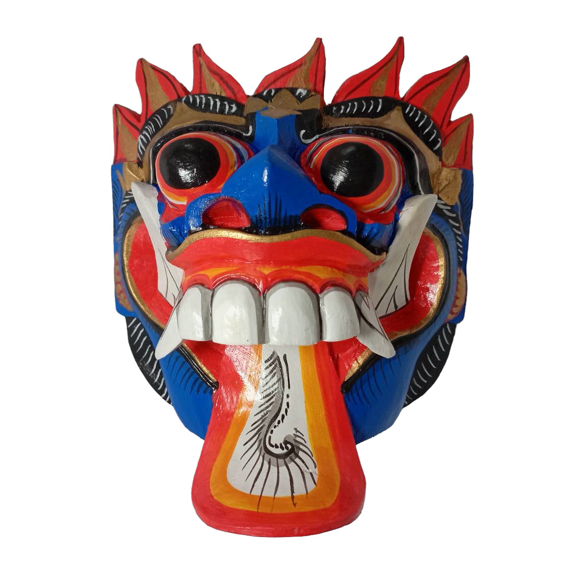 Long Tongue Indonesia Blue Rangda Wood Mask Balinese Wall Art Decor Hanging