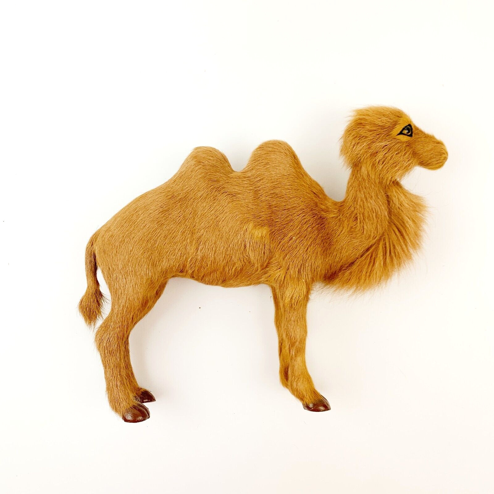 Vintage 1970s Real Fur Two Hump Camel Figurine 11.5\