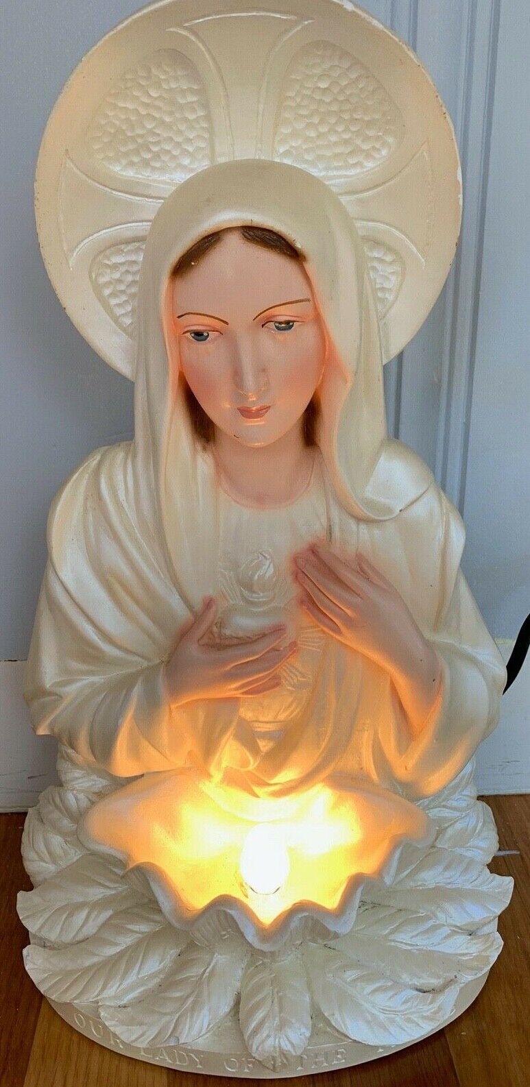 vtg Our Lady of the Tears STATUE Mary virgin sorrows garden shrine yard grotto
