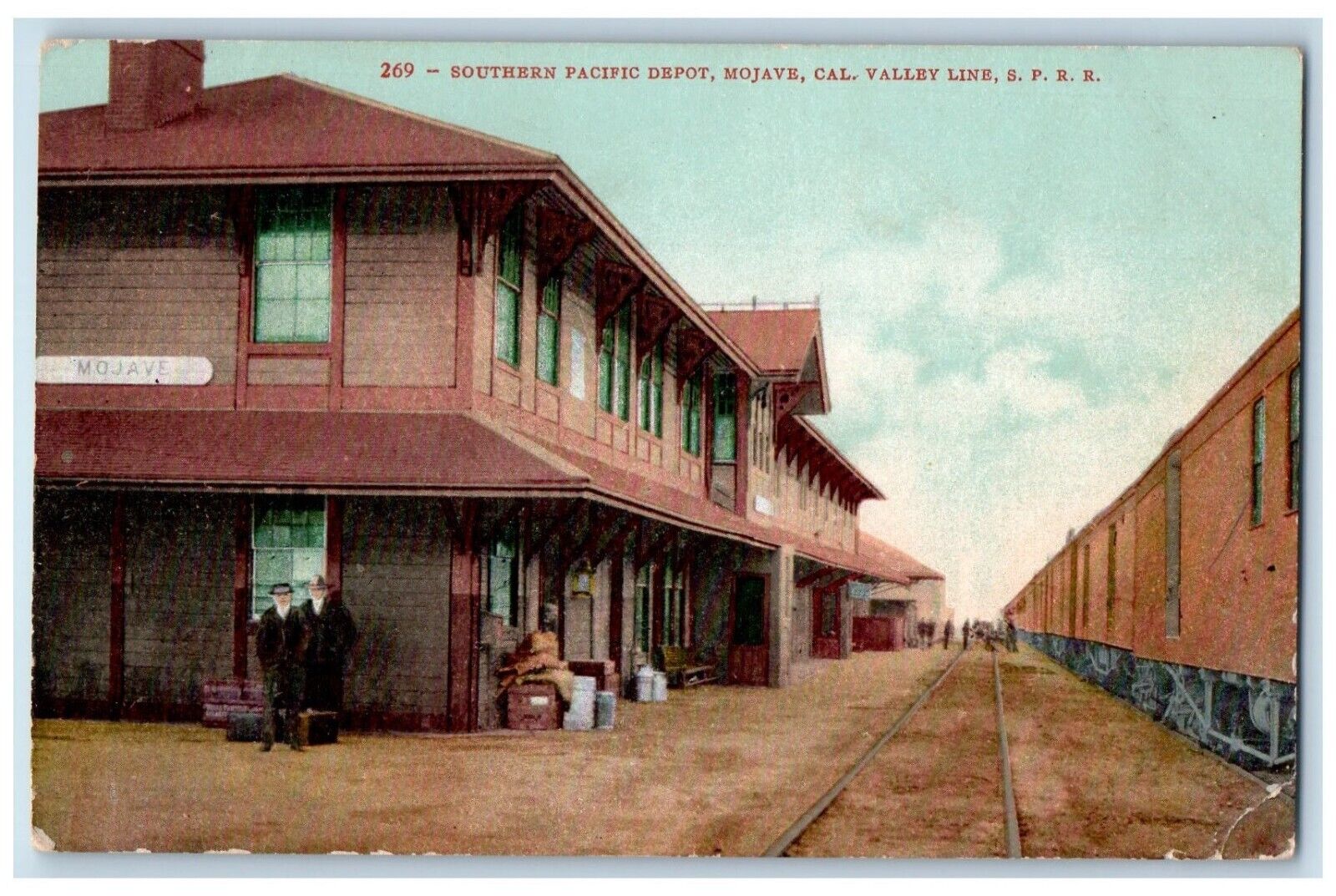 c1910 Southern Pacific Depot Valley Line Railroad Mojave California CA Postcard
