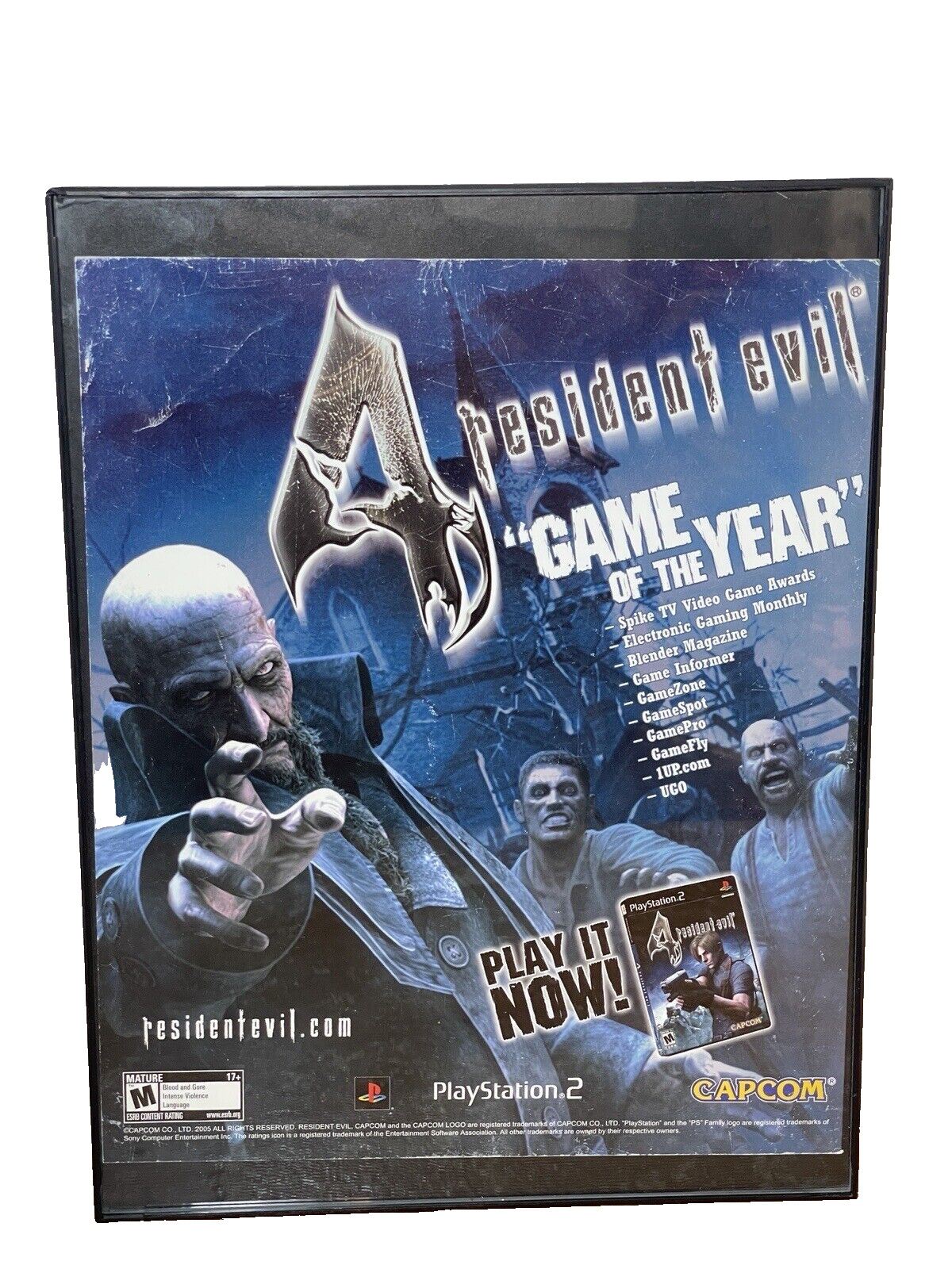 RARE 2005 RESIDENT EVIL 4  PlayStation 2 Video Game Promo Art PRINT AD  Framed