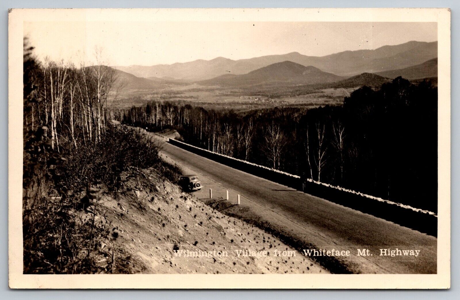 Wilmington Village From Whiteface Mountain Highway. NY Real Photo Postcard RPPC