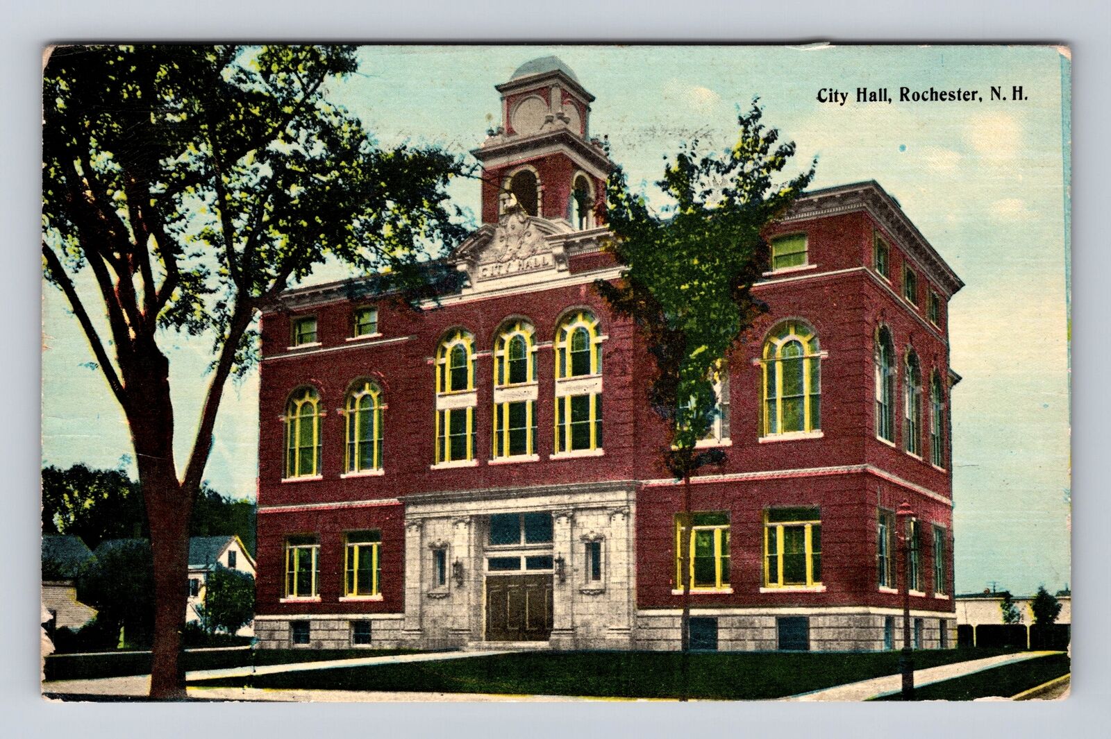 Rochester NH-New Hampshire, City Hall, Antique, Vintage c1913 Souvenir Postcard