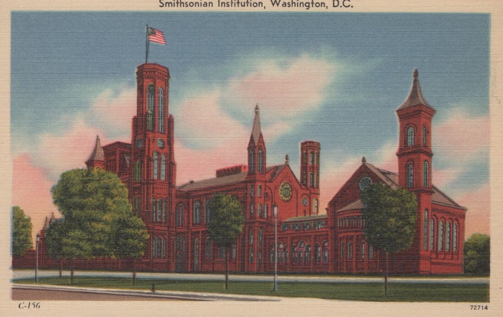 Smithsonian Institution Building Washington D.C. Vintage Linen Postcard