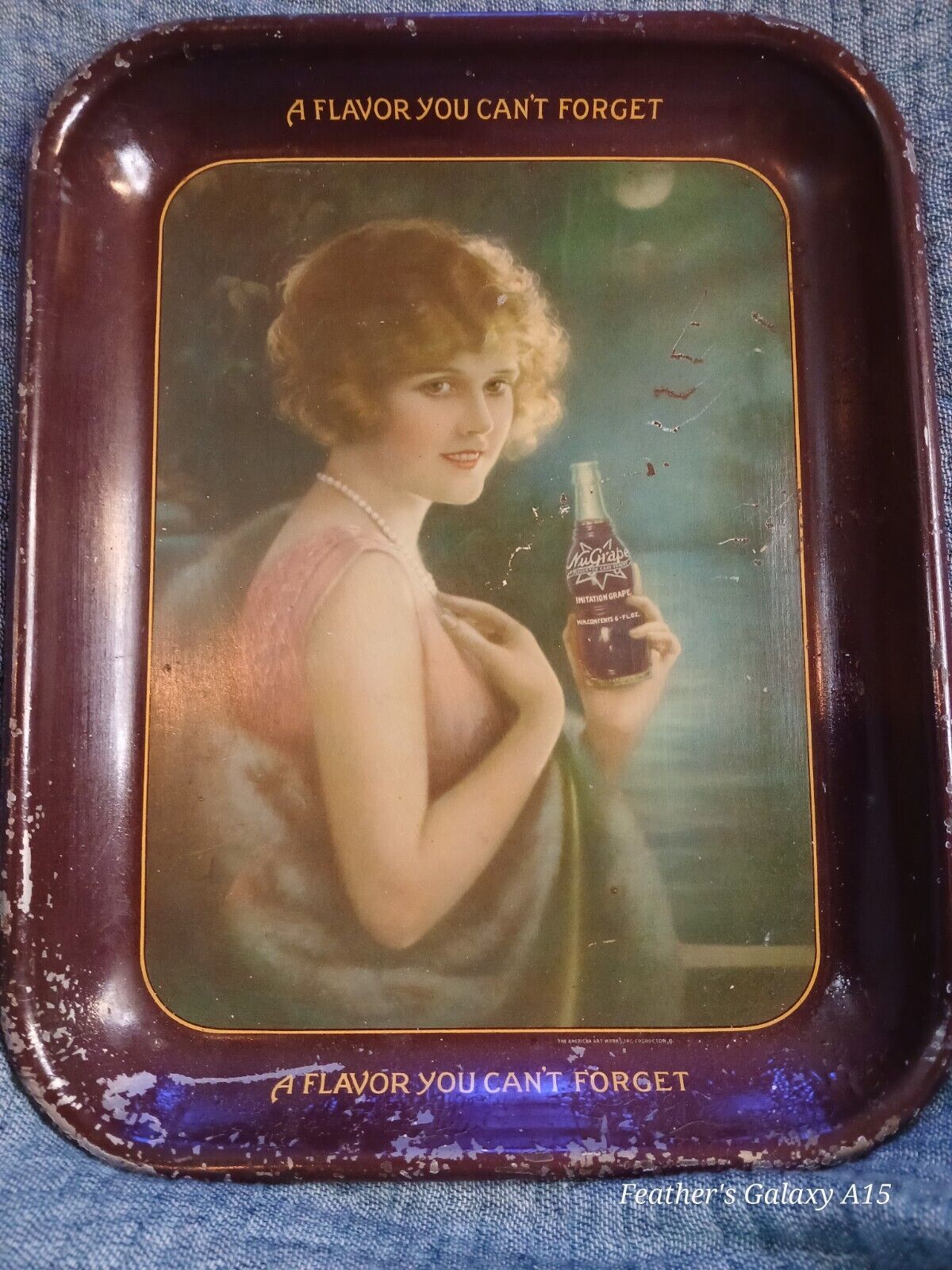 Vintage 1920's Nu-Grape Soda Advertising Beverage Tray 13