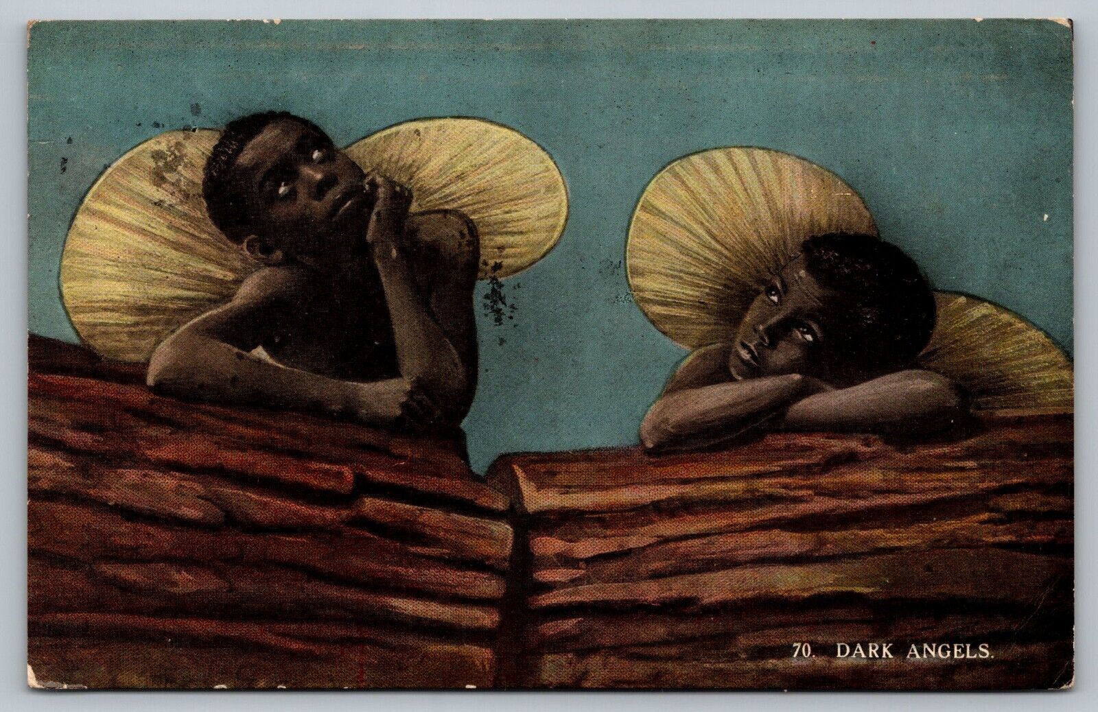 Postcard Dark Angels Black Boys on Logs American History Americana c. 1913 South