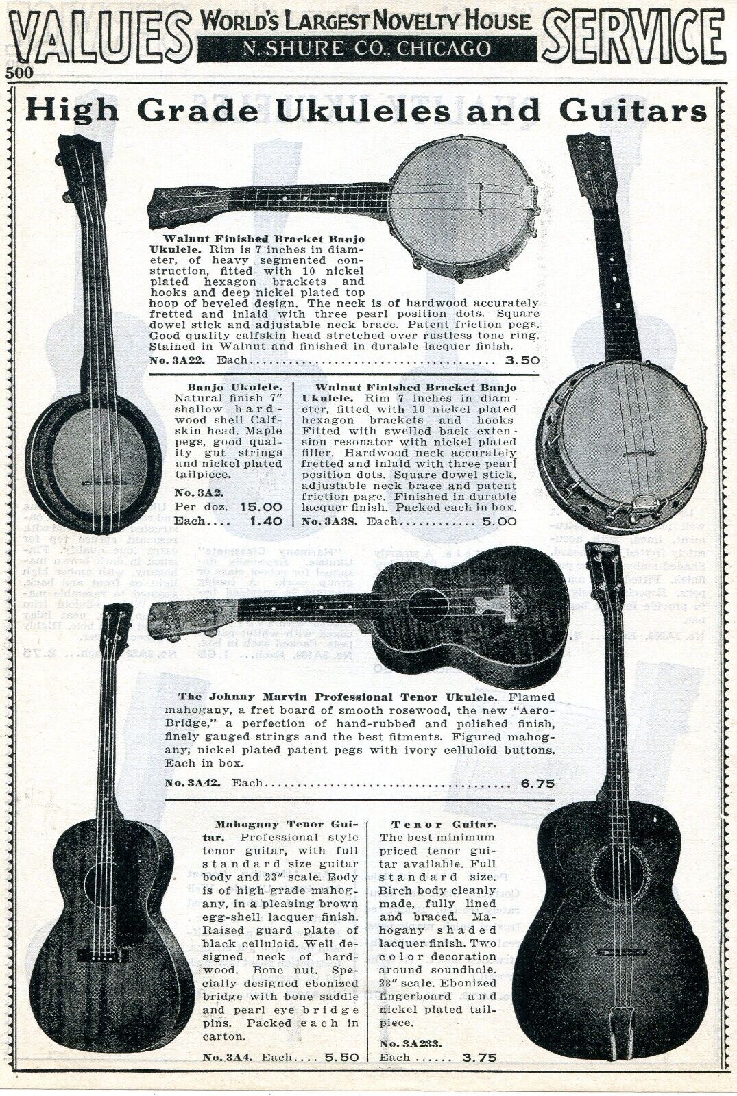 1938 Print Ad of Ukuleles & Banjos Harmony Classmate, Johnny Marvin
