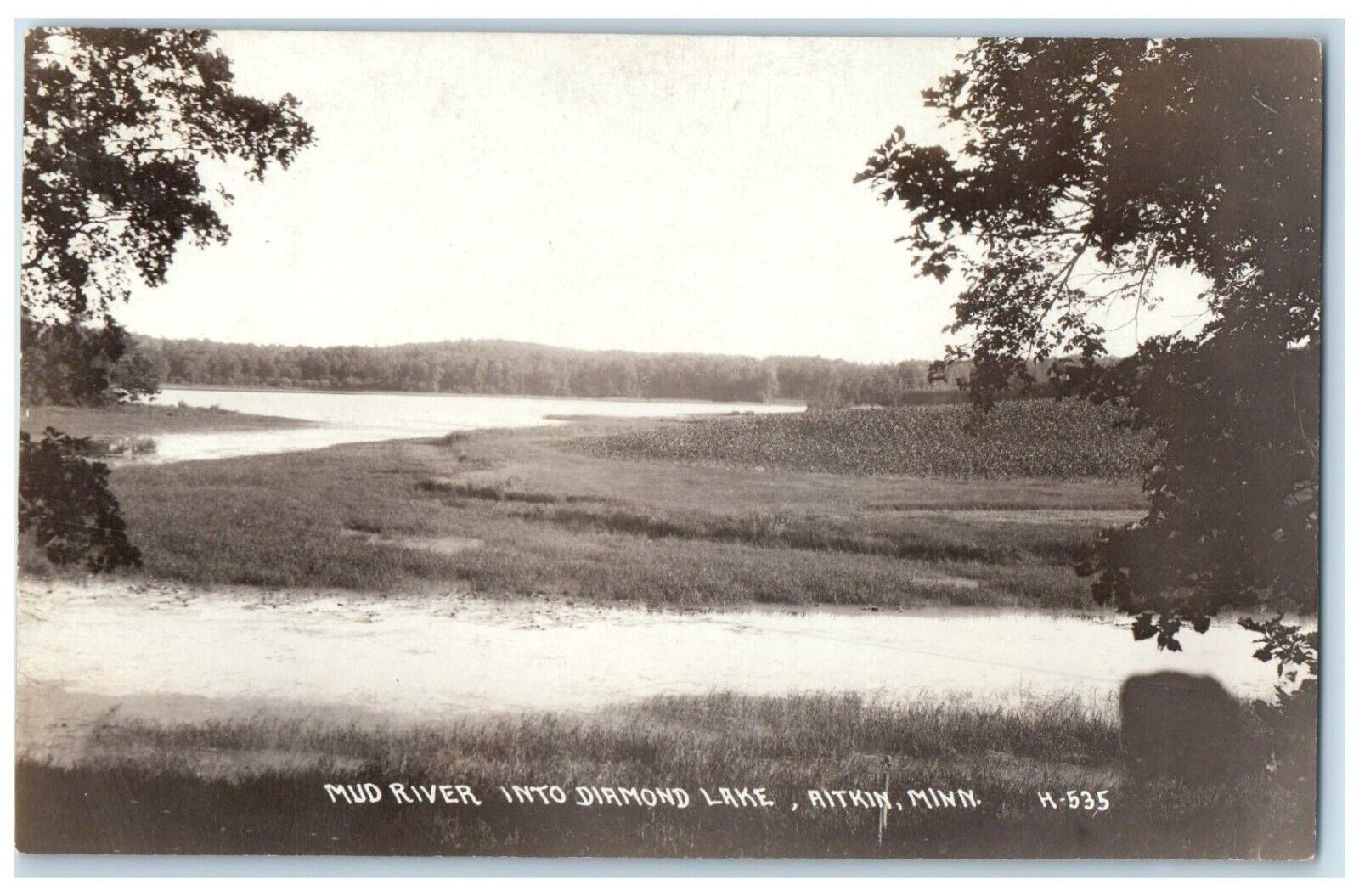 c1910\'s Mud River Into Diamond Lake Aitkin Minnesota MN RPPC Photo Postcard