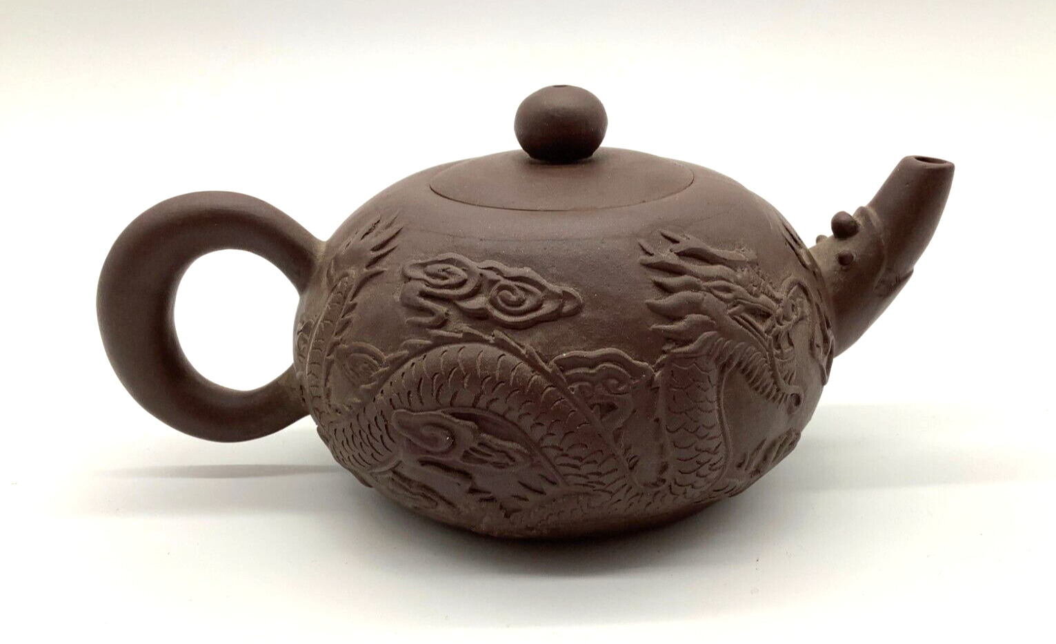 Yixing Purple clay pot handmade Famous Phrase & Dragon Motif