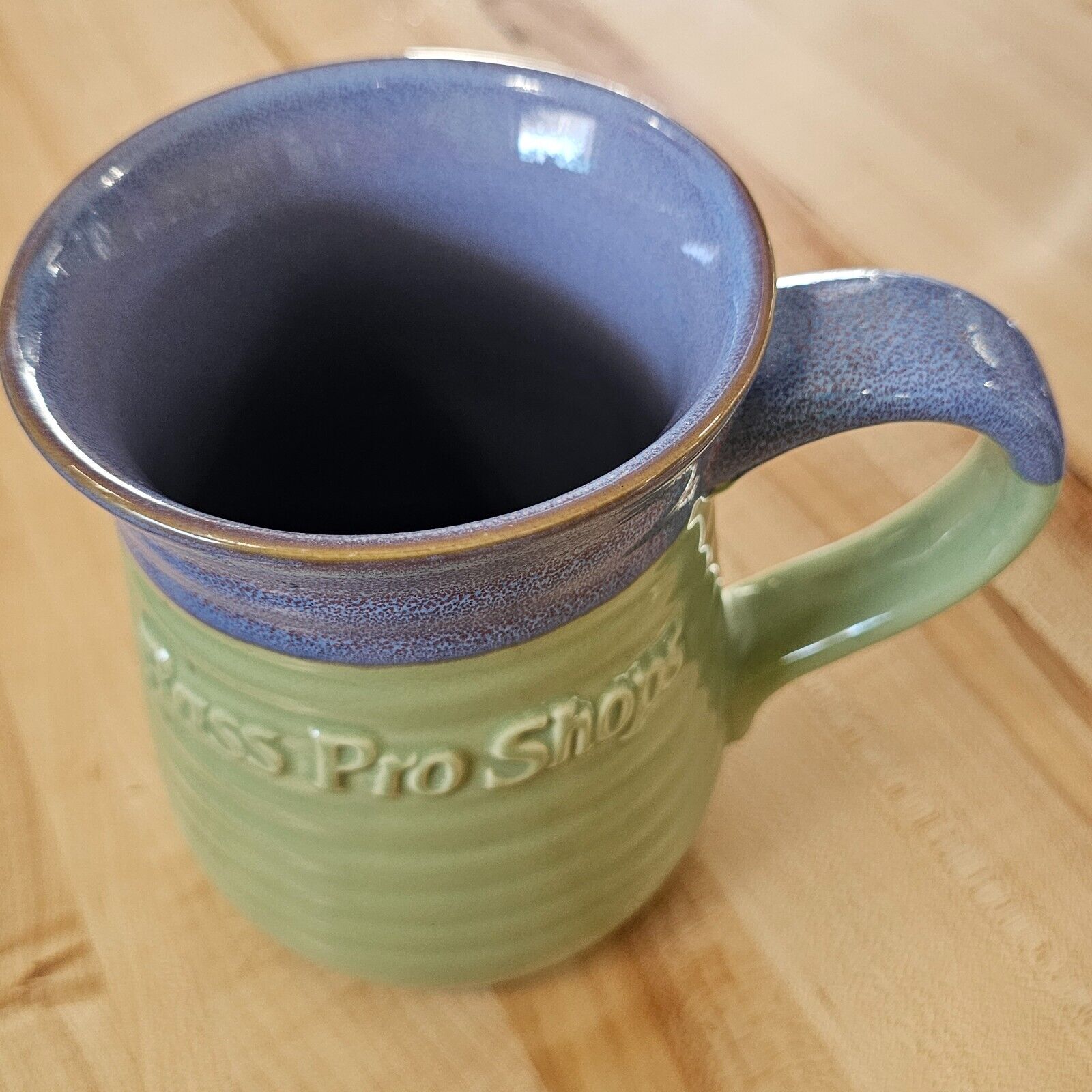 Bass Pro Shops 20 oz Purple Green Drip Glaze Coffee Tea Mug Stoneware Micro D/W