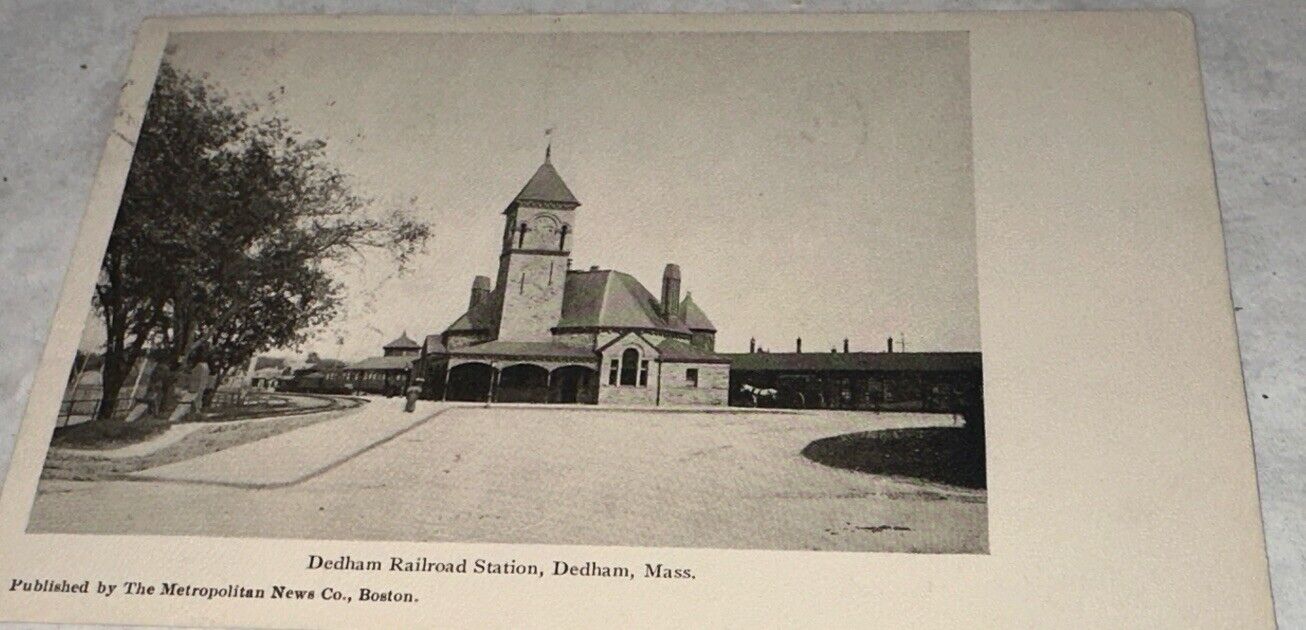 Dedham Railroad Station MA Massachusetts Antique Postcard