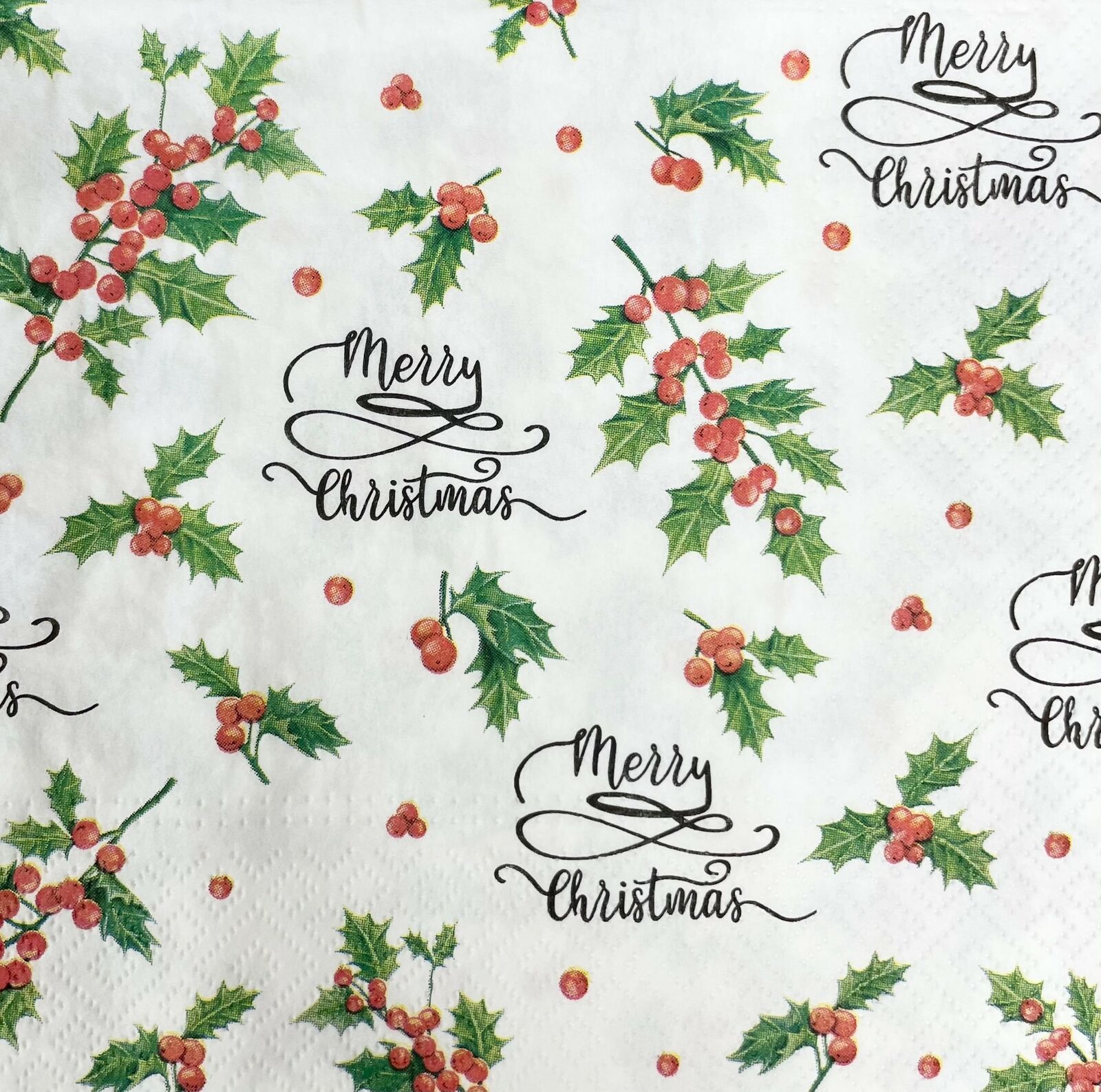 Two Individual Paper Luncheon Decoupage Napkins - Merry Christmas Napkin New