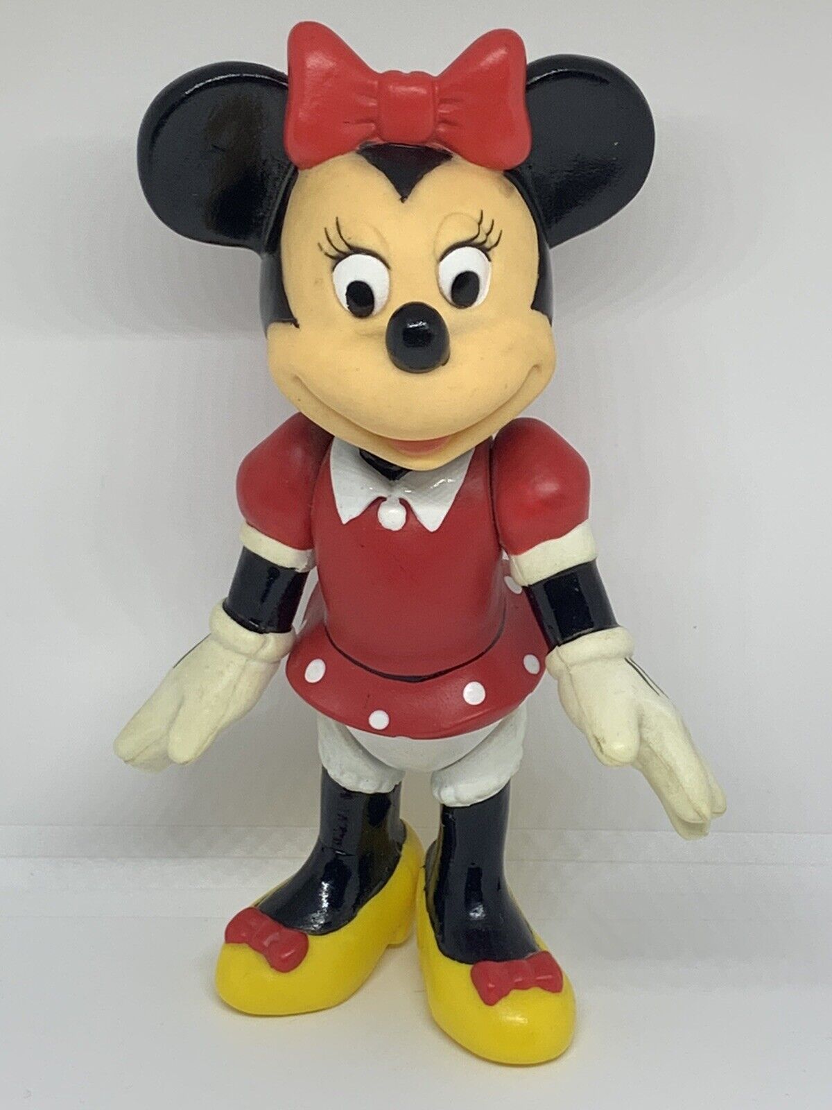 Vintage 1980's Disney Minnie Mouse Vinyl Figure Jointed 6.75”