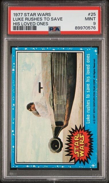 1977 TOPPS STAR WARS LUKE RUSHES TO SAVE HIS LOVED ONES #25 PSA 9