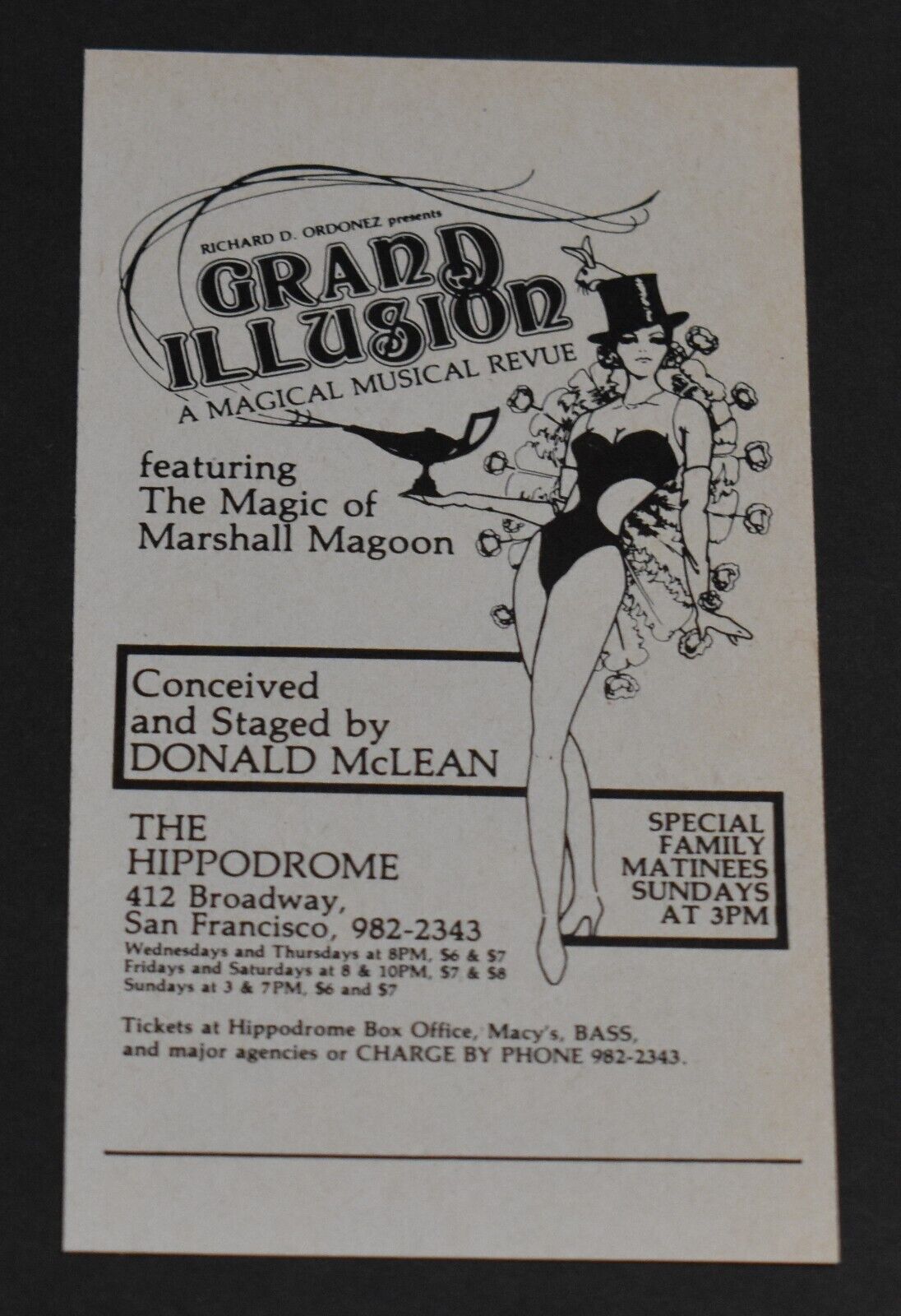 1979 Print Ad San Francisco Grand Illusion Richard D Ordonez Magical Revue art