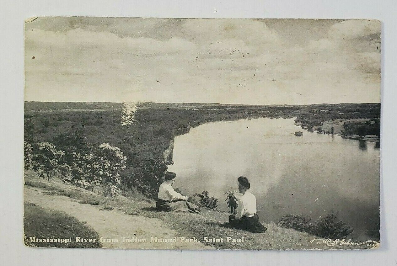 Mississippi River/Indian Mound Park ~ St. Paul, MN. - Posted Postcard 12/1909