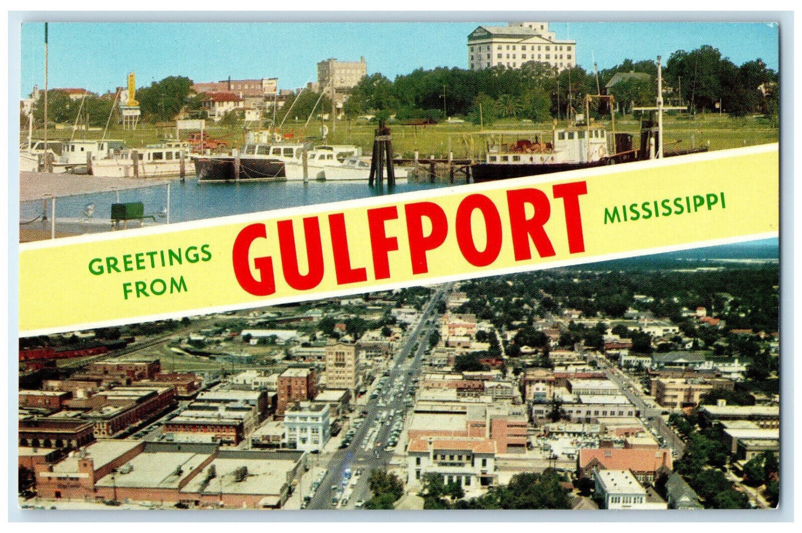 c1960's Greetings from Gulfport Mississippi MS Vintage Multiview Postcard