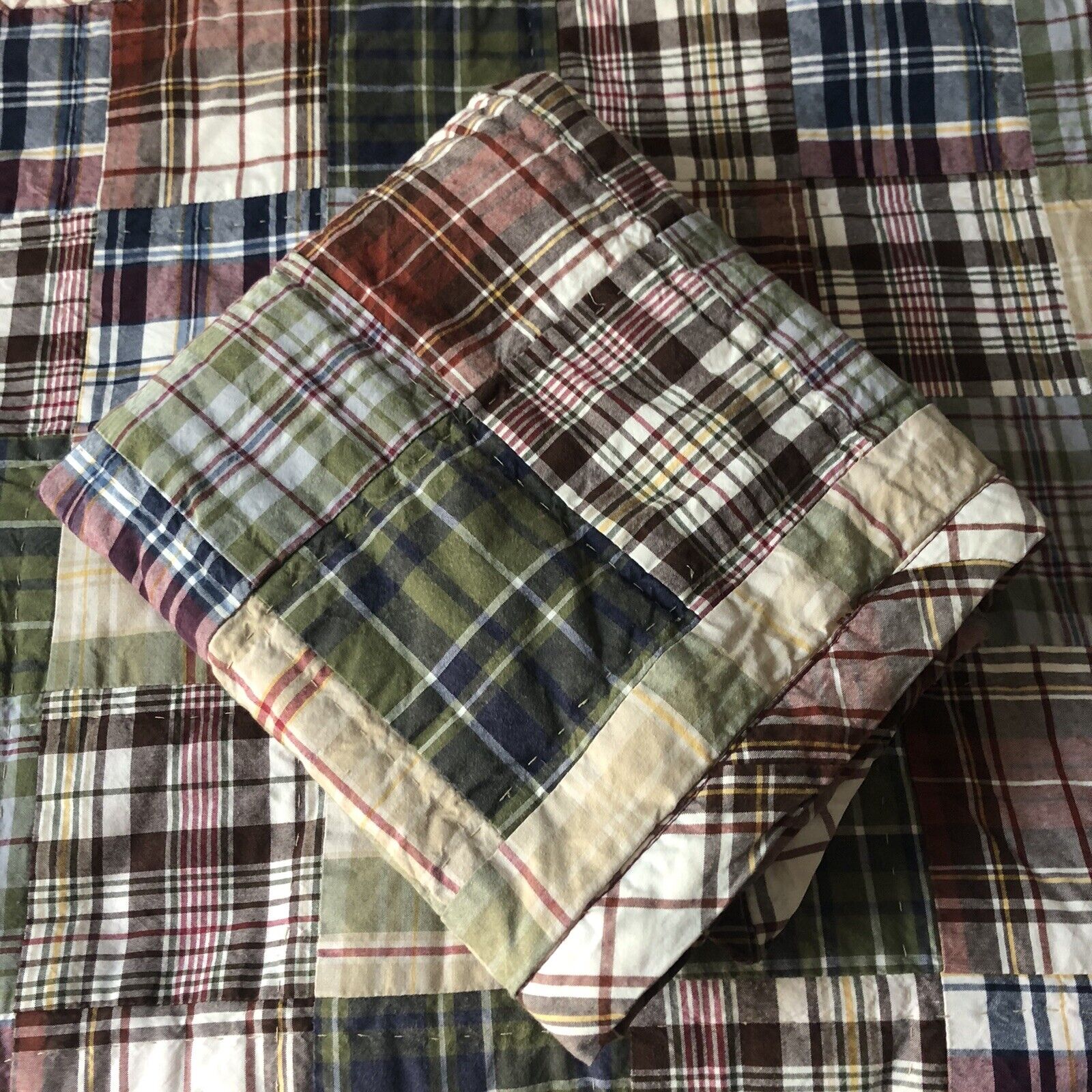 Woolrich Coverlet Patchwork Plaid Twin 84 in x 62 in Sham Bedspread Quilt