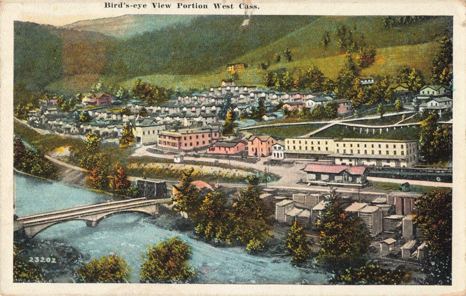 Birdseye View Portion of West Cass West Virginia WV c1920 Postcard