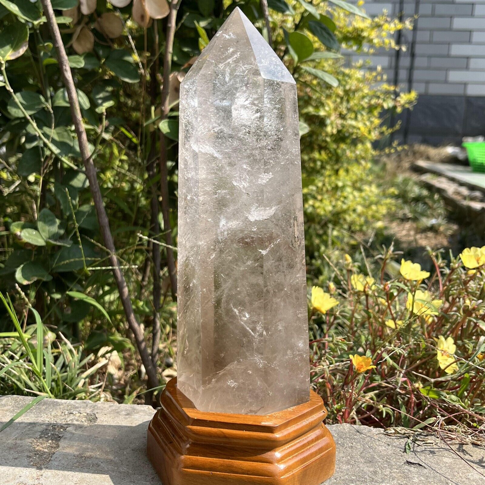 1700g Natural Smokey quartz Tower Obelisk Point Crystal Healing Ornaments