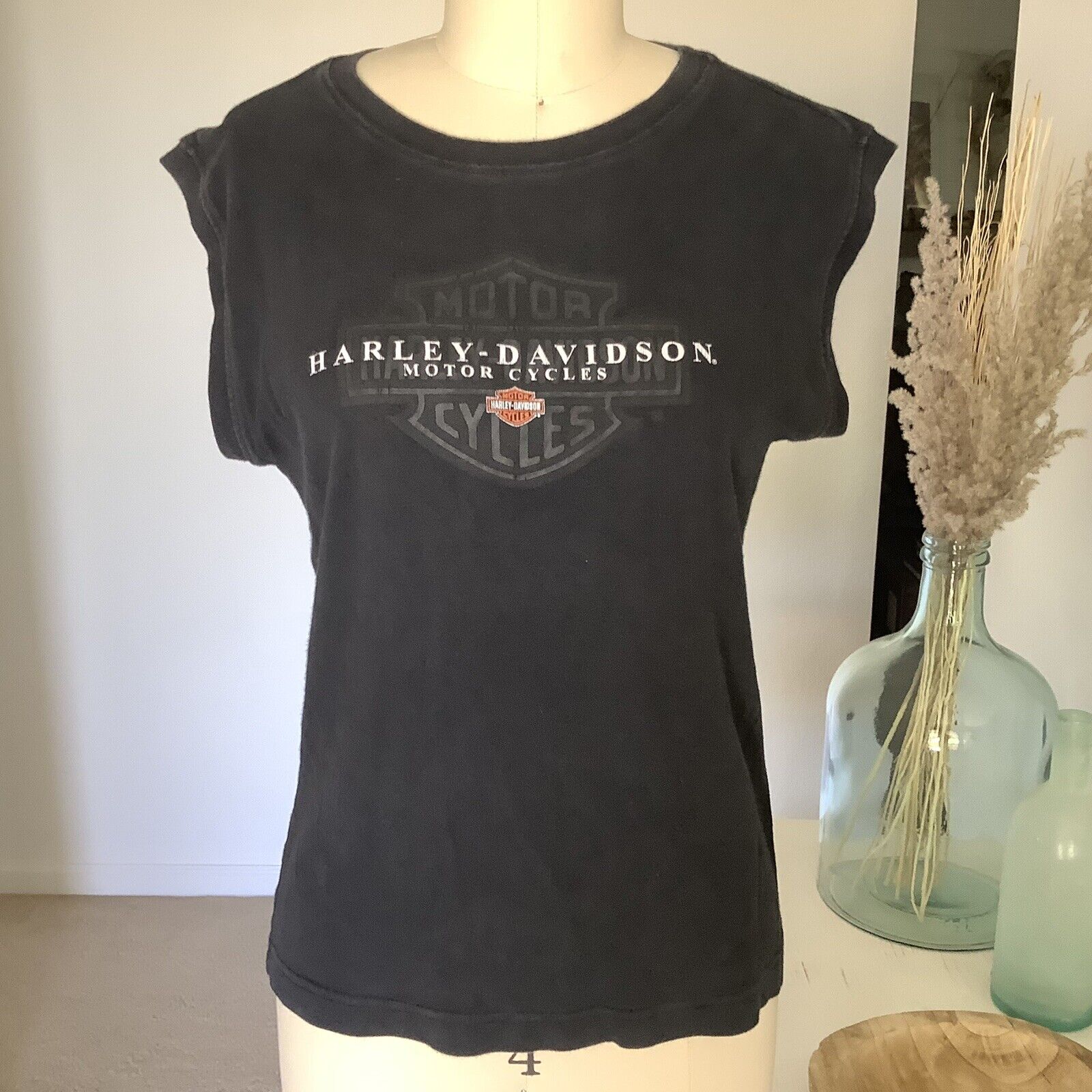 Harley Davidson Shirt Woman\'s XL Sleeveless Boise Idaho Authentic Black Label