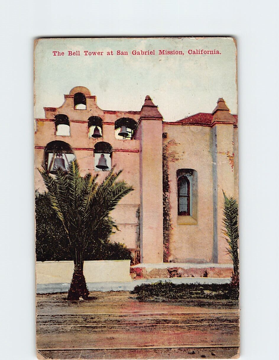 Postcard The Bell Tower at San Gabriel Mission California USA