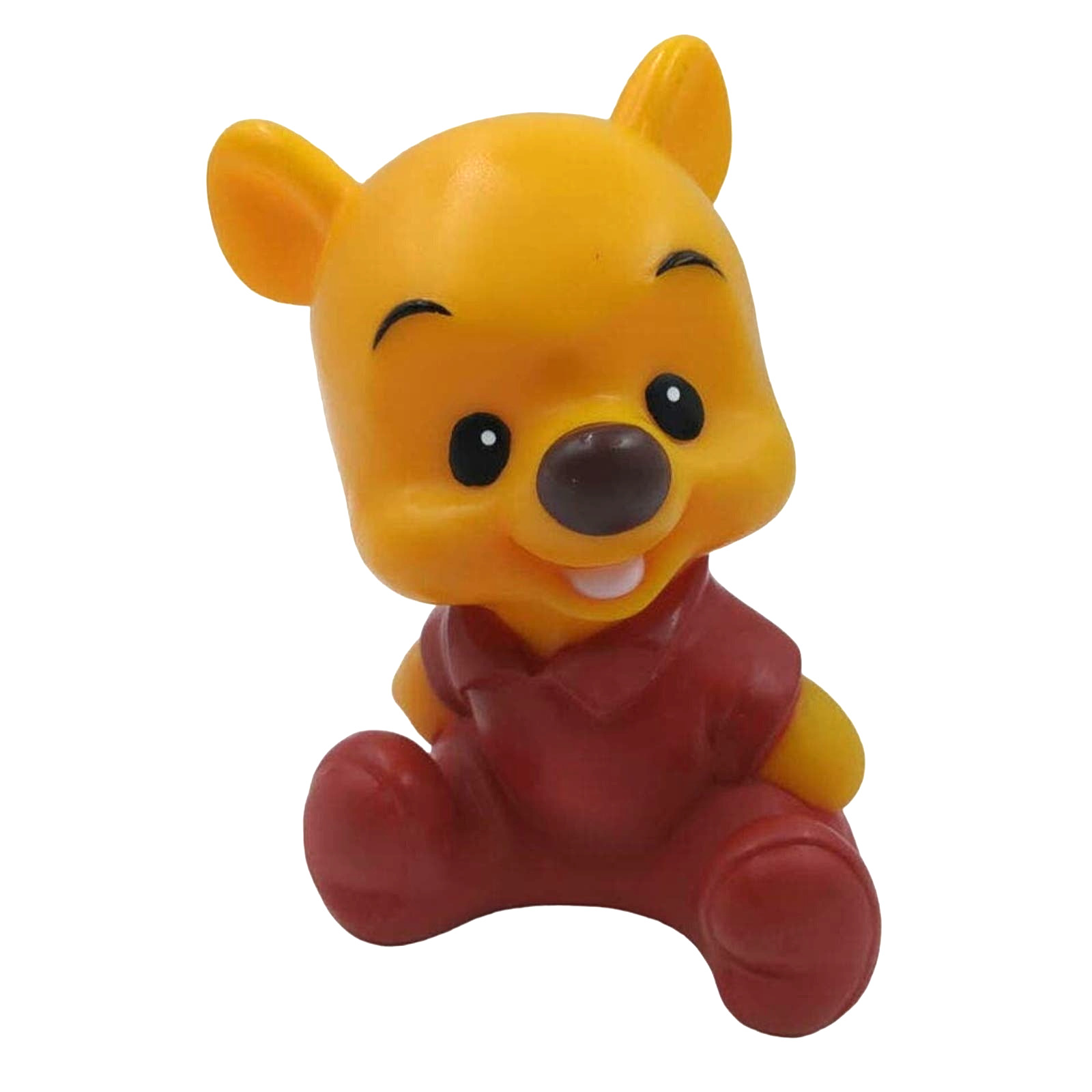 Vintage Disney Baby Winnie The Pooh Piggy 6.5” Bank Yellow Red Hard Plastic Coin