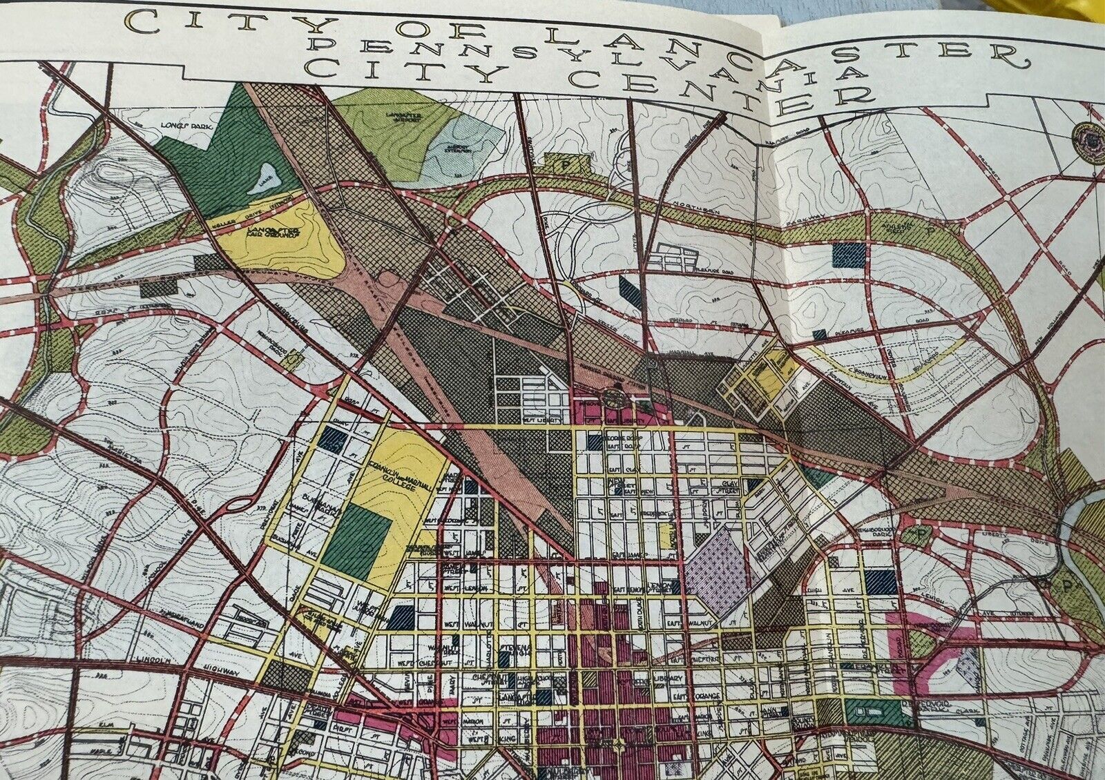 LANCASTER PA 1929 Report City Planning Plan Commission - 4 COLOR MAPS - PERFECT