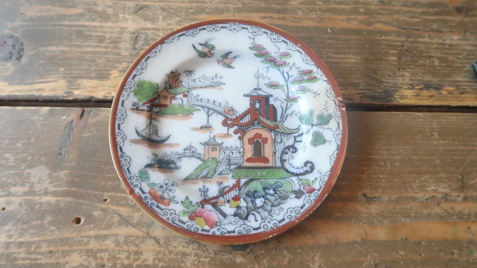 Small Antique Chinese Landscape Porcelain China Saucer 5 3/8\