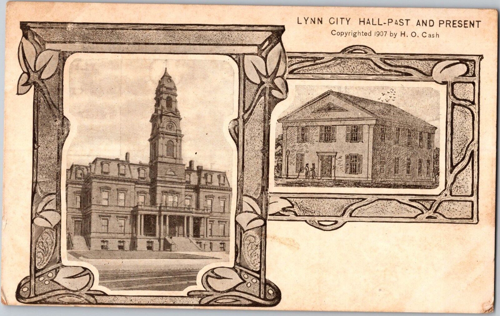 1907 Lynn City Hall Massachusetts Vintage Postcard to Ripley West Virginia