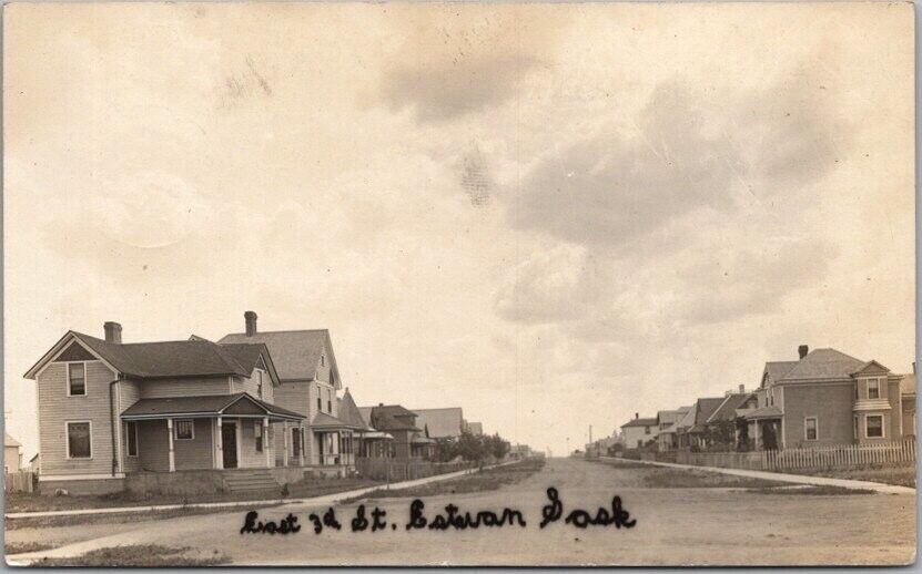 1913 ESTEVAN, Saskatchewan Canada Photo RPPC Postcard Residential Street View
