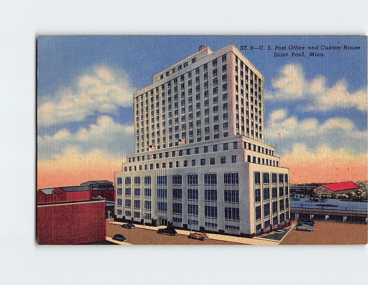 Postcard U.S. Post Office and House, St. Paul, Minnesota